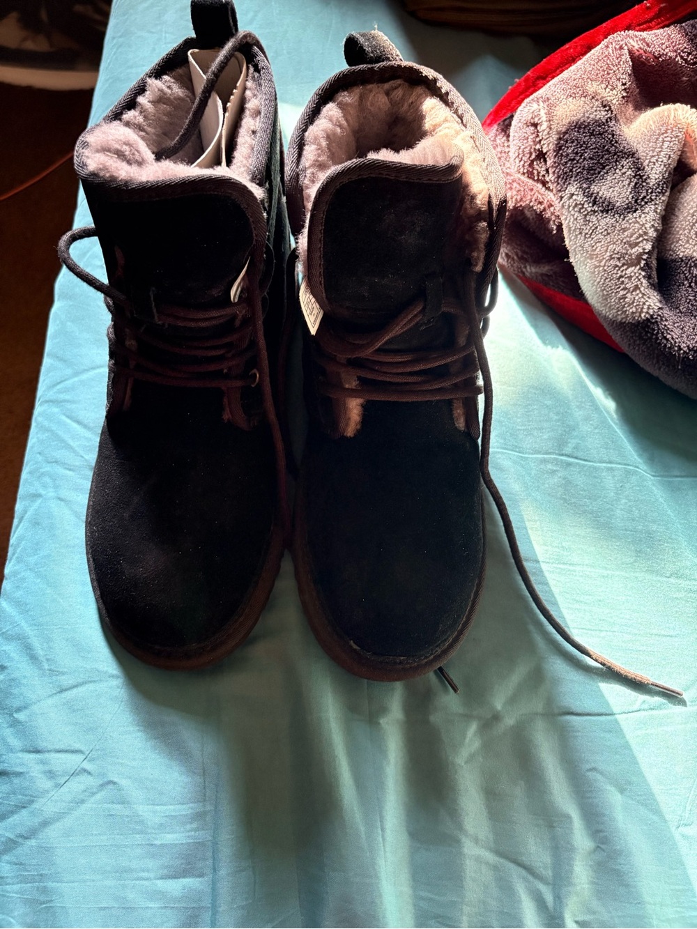 UGG Men's Black Numel Suede Lace-Up Shearling Boots